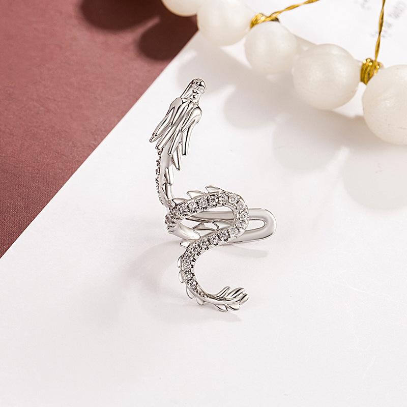 1 Pcs 925 Sterling Silver No-piecing Zircon Dragon Clip Earring For Women Girls Fake Ear Cuff Jewelry Brincos Bijoux Femme