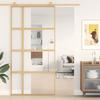 VidaXL Sliding Door, Hanging Door with Stopper, Door with Barn Panels Kitchen Home Interior, Golden Clear Glass 155192