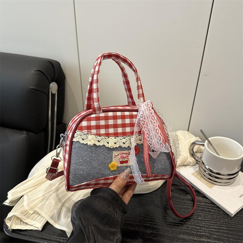 High-value Splicing Portable Small Fresh Denim Handbag Bag Bag Going Out Contrasting Colors Portable Autumn Women