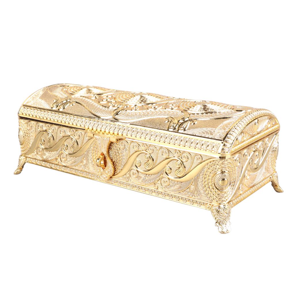 Vintage Jewelry Box Elegant Colorfast Alloy Rustproof Soft Lining Trinket Storage Box for Family Decor
