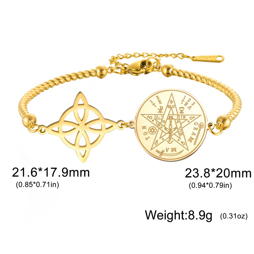 EUEAVAN Classic Witch Knot Bracelet For Women Stainless Steel Tetragrammaton Pentacle Bracelet Double Protection Jewelry Gifts