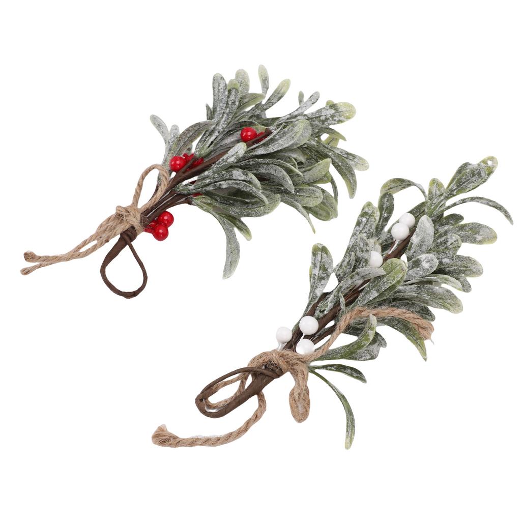 4PCS Artificial Mistletoe Pick 9.1 Inch Xmas Hanging Fake Mistletoe Ornament Decorations for   Xmas Tree Wreath Holiday Decoration