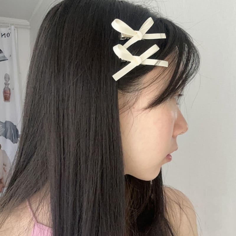 Mosxe Satin Ribbon Hair Pin (3set/6color)