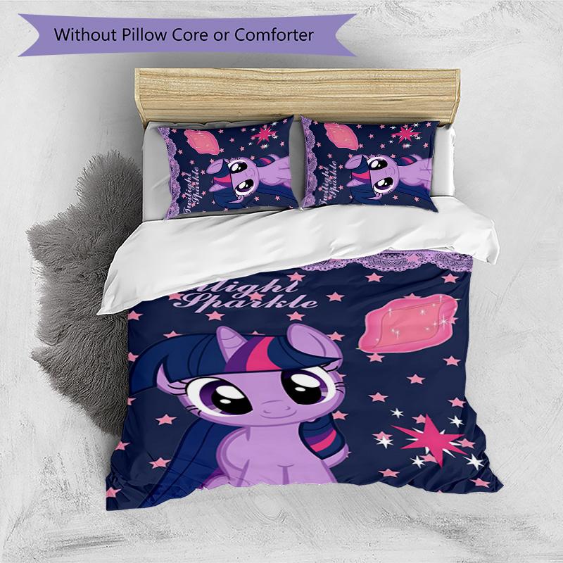 Twilight Sparkle 3pcs Bedding Set Duvet Cover Closure Includes 1 Duvet Cover & 2 Pillowcases for All Seasons Bedroom Home Dorm Decor