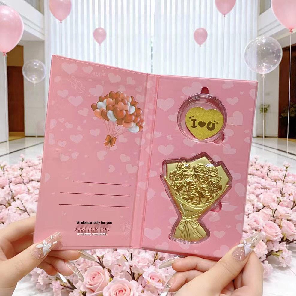 Golden Rose Bouquet: 999 Pure Gold, Valentine s/Qixi Gift, Premium Boxed Presentation.
