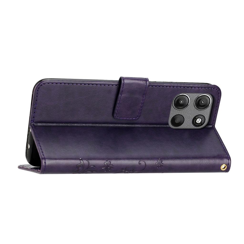 For Motorola Moto G (2026) 5G Leather Wallet Case Butterfly Flower Imprinted Phone Cover with Strap