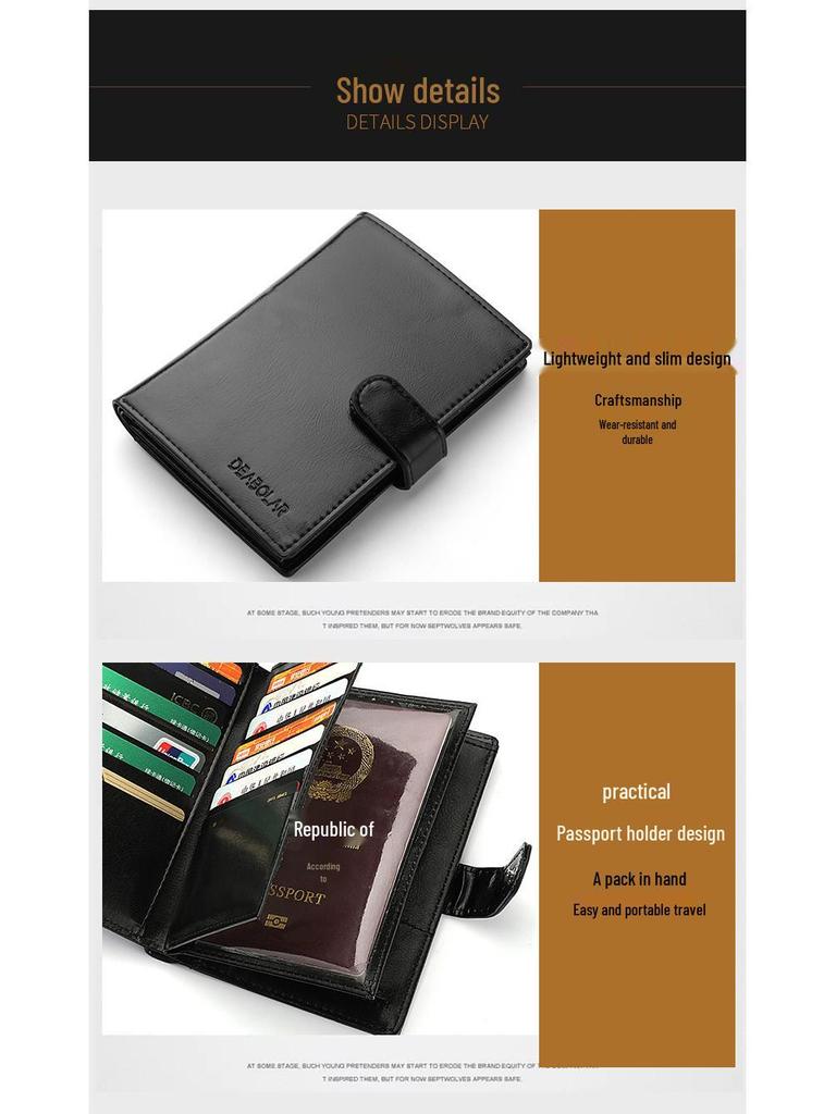 Retro Multifunctional Passport Holder with Zipper - Multi-Card Slots for ID, Credit Cards, and Boarding Passes