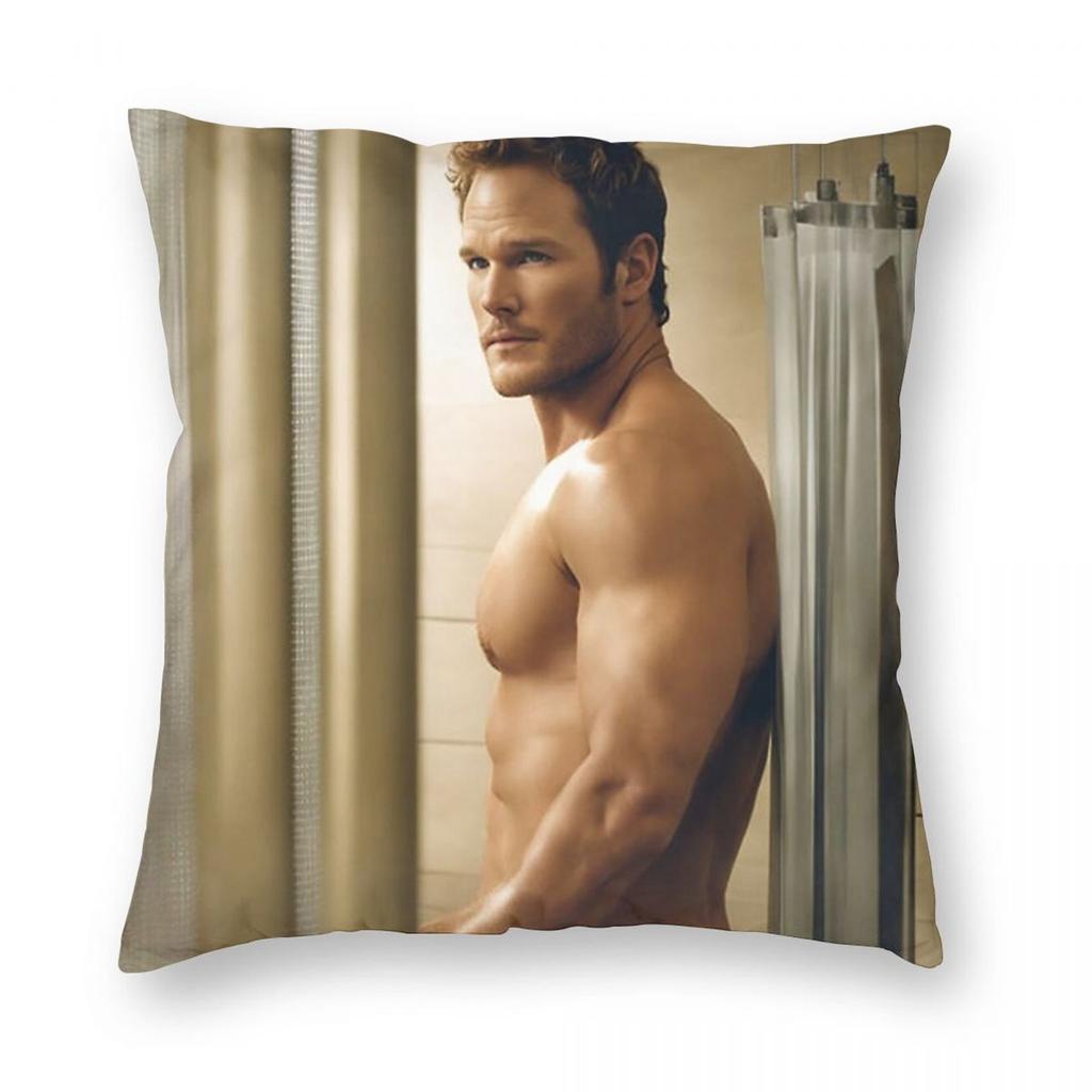 Chris Pratt Handsome Square Pillowcase Polyester Linen Velvet Pattern Zip Decorative Sofa Cushion Cover x