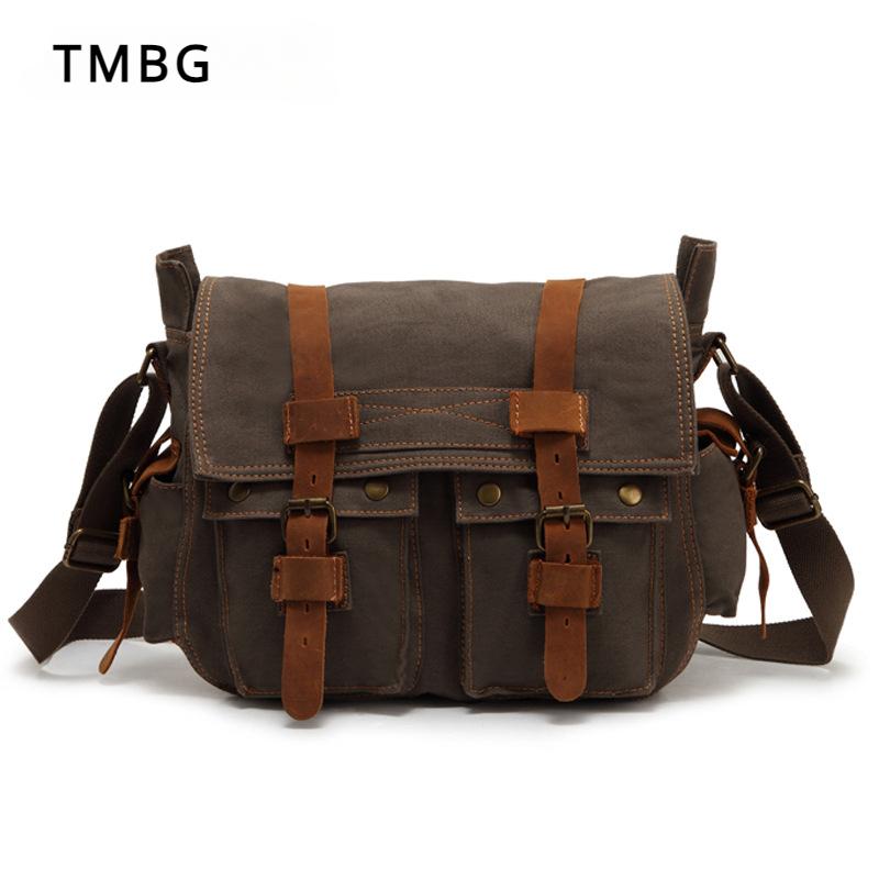 Retro Men's Canvas Shoulder Bag European American Style Men's Crossbody Bag Outdoor Casual Knapsack Father's Day Present