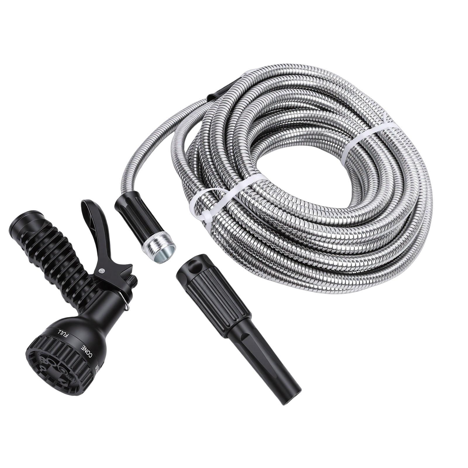 

Garden Hose, 50FT Stainless Steel Auto Retractable Water Hose with Nozzle Sprayer, for Outdoor Yard Lawn Patio Garage