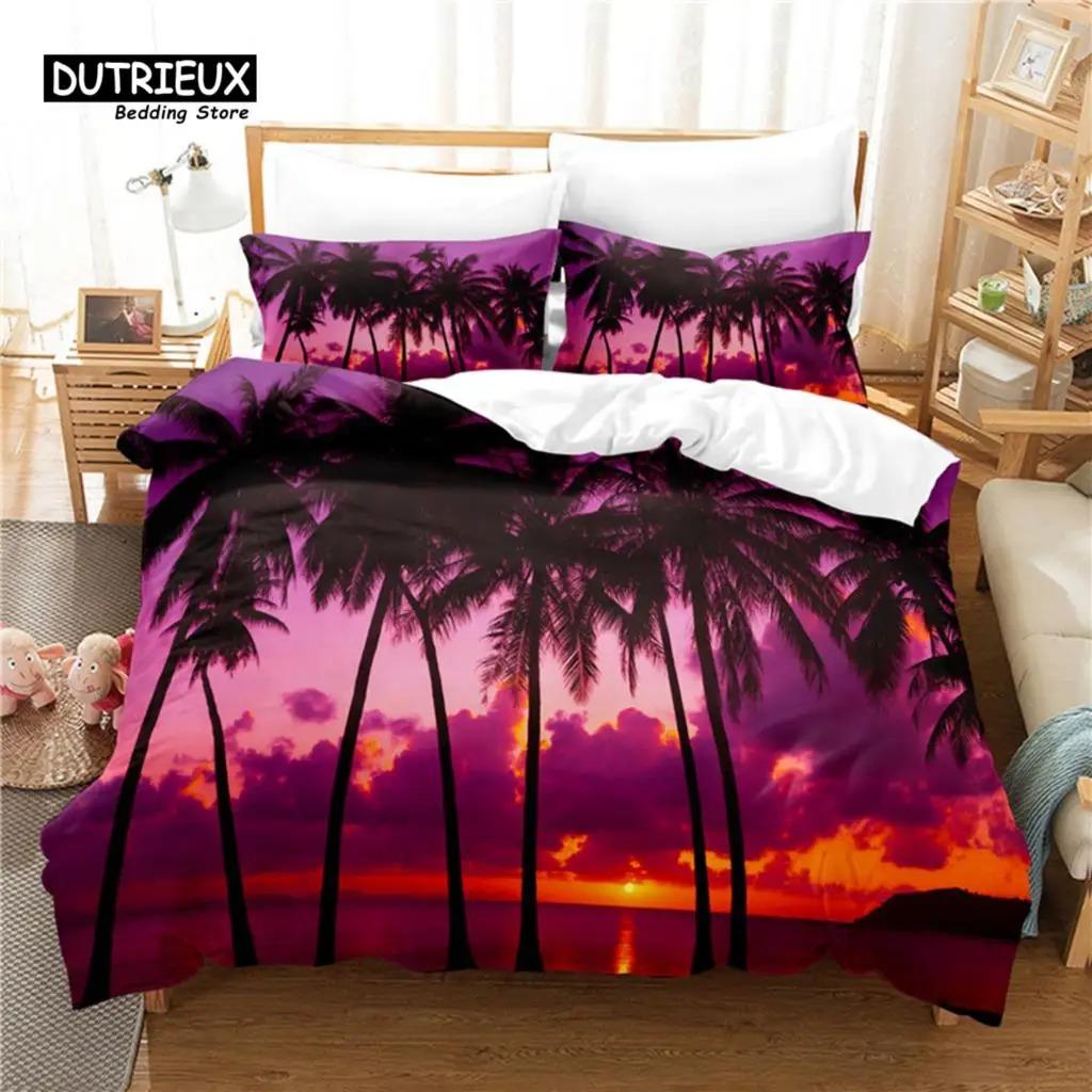 Beach Duvet Cover Set Twin for Kids Ocean Bedding Set Bedclothes Hawaiian Tropical Printed Microfiber Polyester Comforter Cover