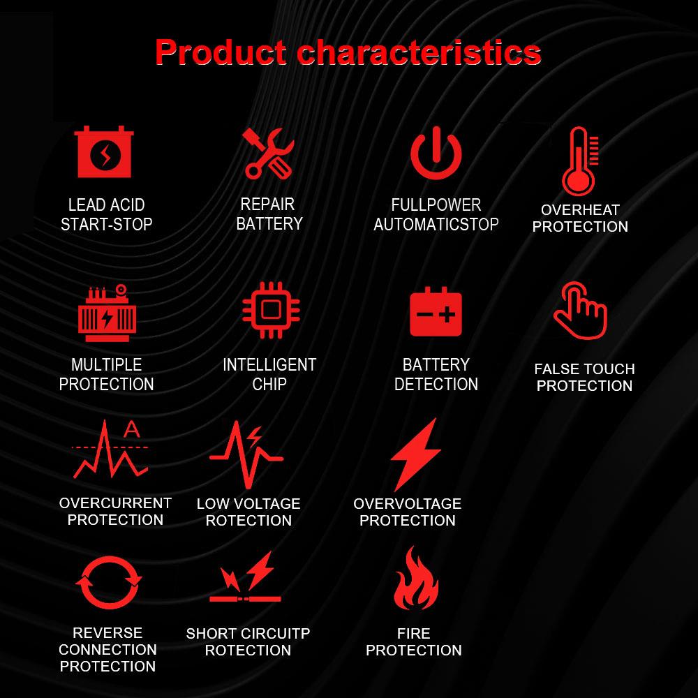 Portable Battery Maintenance SUV 12V 6A Car Motorcycle Battery Charging Intelligent Pulse Repair Lead-Acid Smart Battery Charger