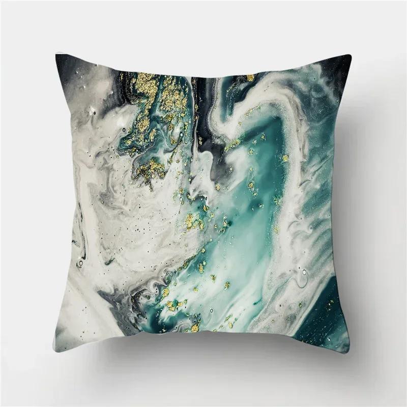 45*45 Marble Ocean Sea Pattern Polyester Throw Pillow Living Room Cushion Cover Home Decoration Sofa Decorative Pillowcase