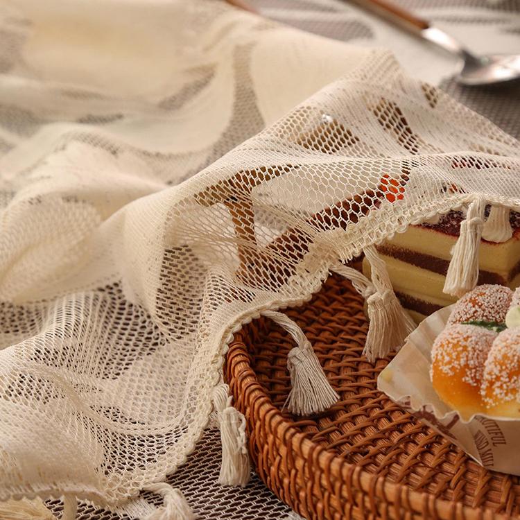 1pc Tassel Lace Tablecloth Suitable for Home Table Decoration, Dining Tablecloth, Coffee Tablecloth, Fabric, Rectangular