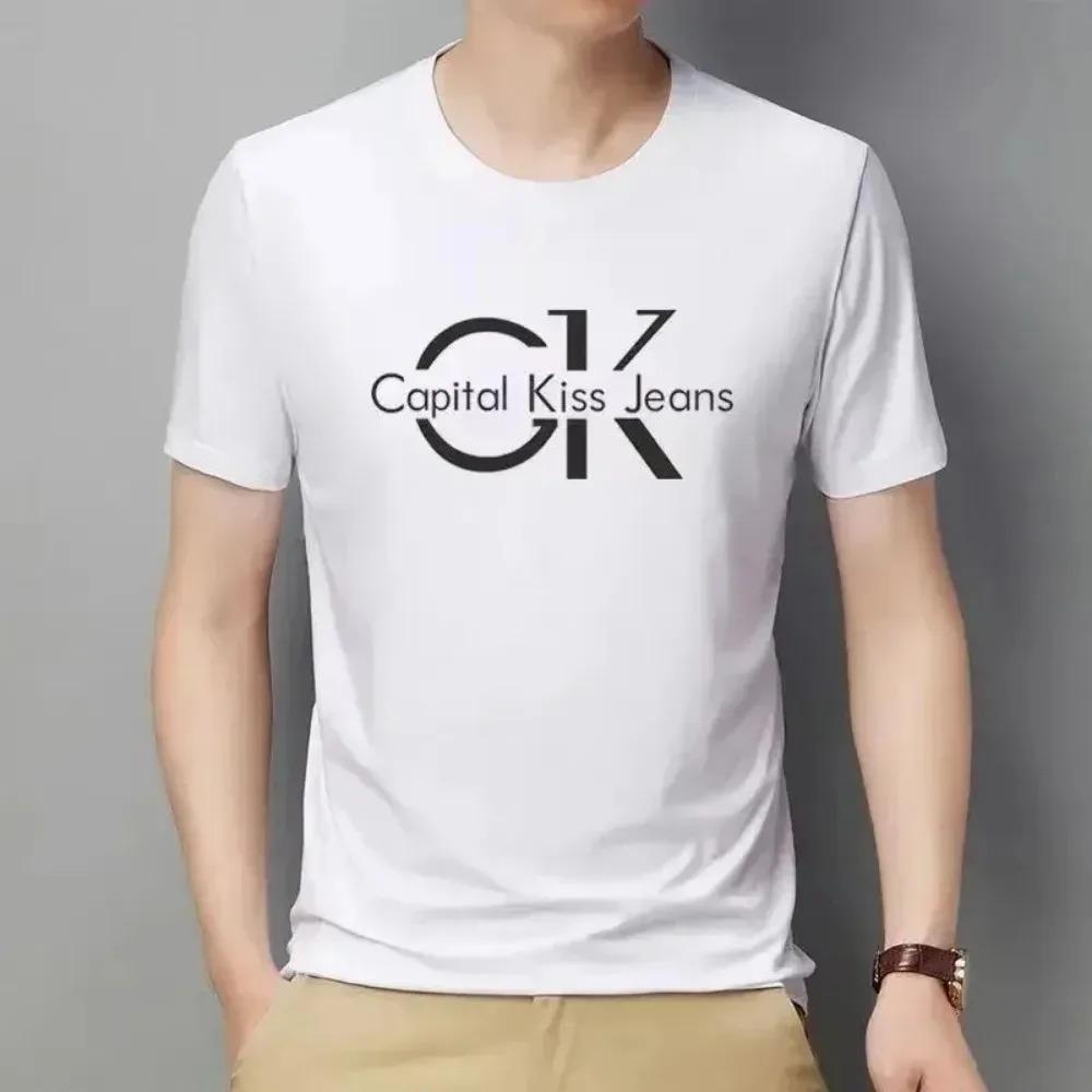 Camiseta de Verano 2024 de Alta Calidad y Moda para Hombre Algodón Camiseta Oversize Estampada Camiseta de Marca Manga Corta Ropa para Mujer Tops