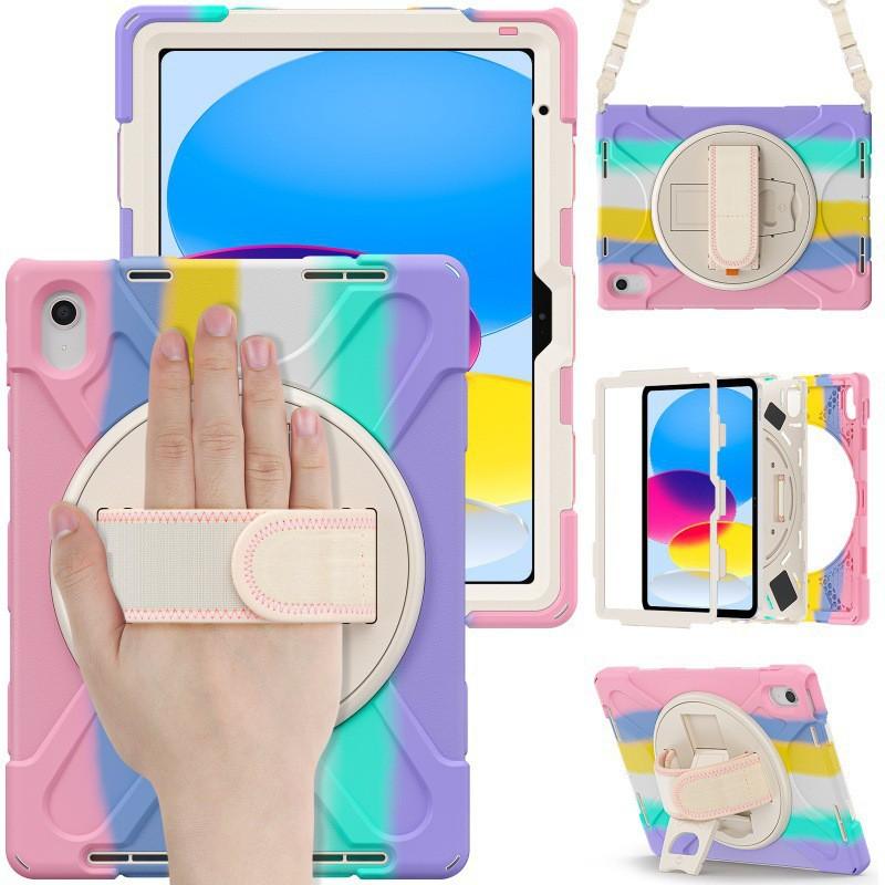 IPad Air 11 13 Protective Case With Rotating Kickstand Shockproof Plastic Cover Multi-Color Options Shoulder Strap