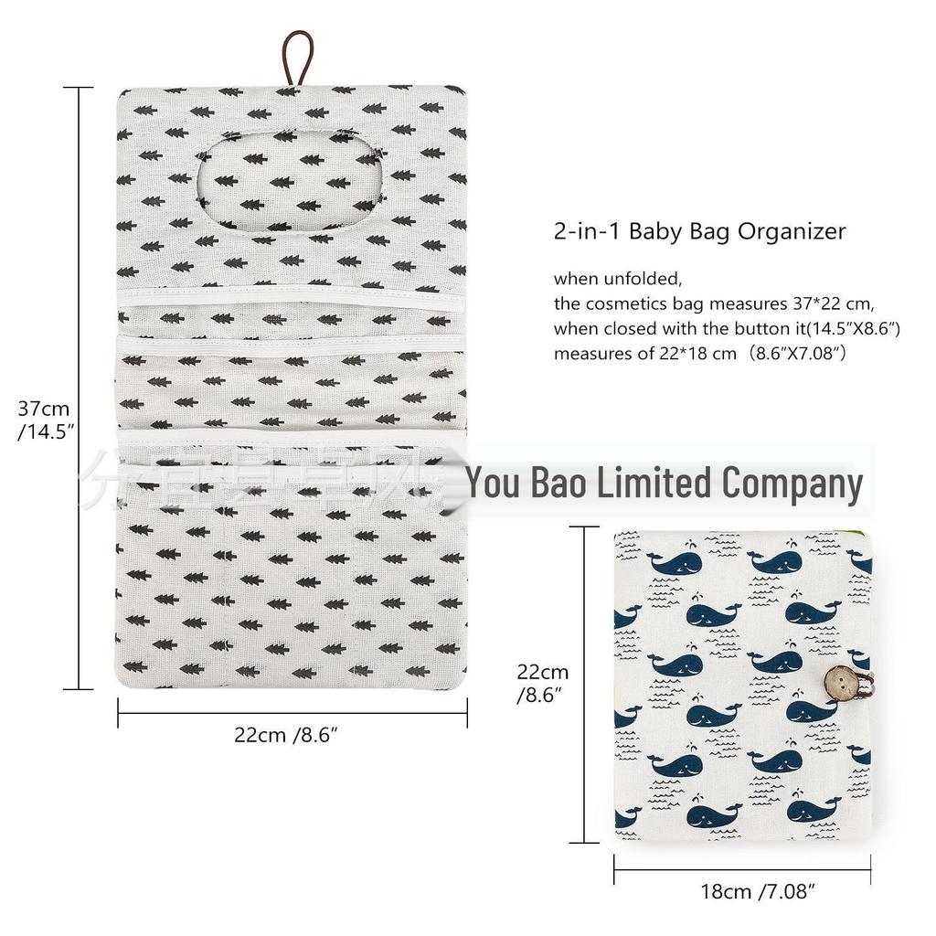 Portable Baby Diaper Storage Bag with Wet Wipe Holder