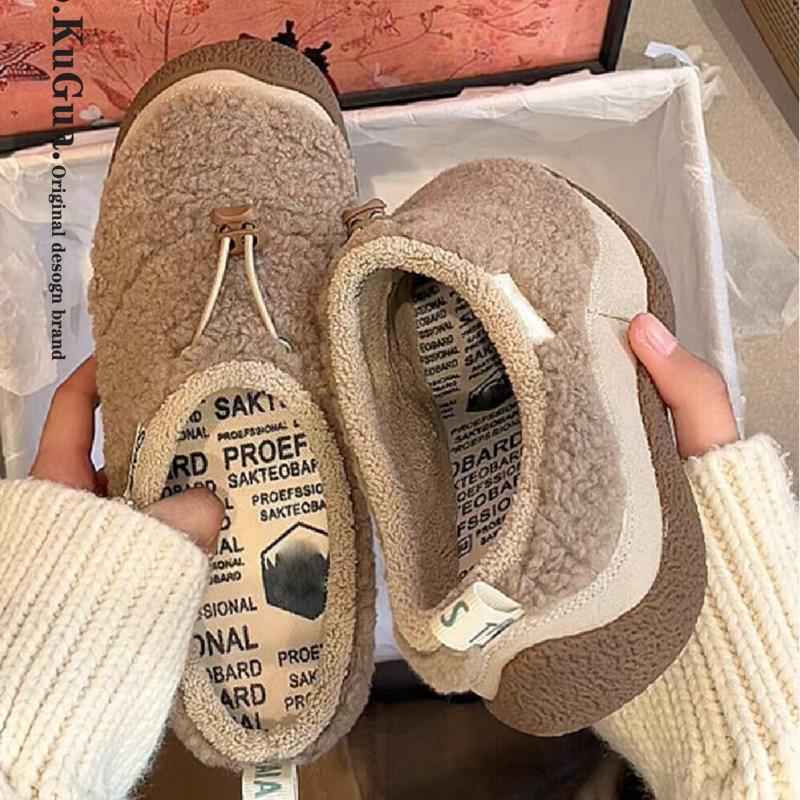 Niche thick-soled fluffy slippers women's new winter velvet warm one-pedal bag head cotton shoes