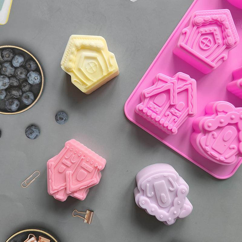 Lebkuchenhaus Backen Silikonform Weihnachten Kerze Seife Herstellungszubehör Kuchen Dekorationswerkzeug Aromatherapie Wachsmelts Küche