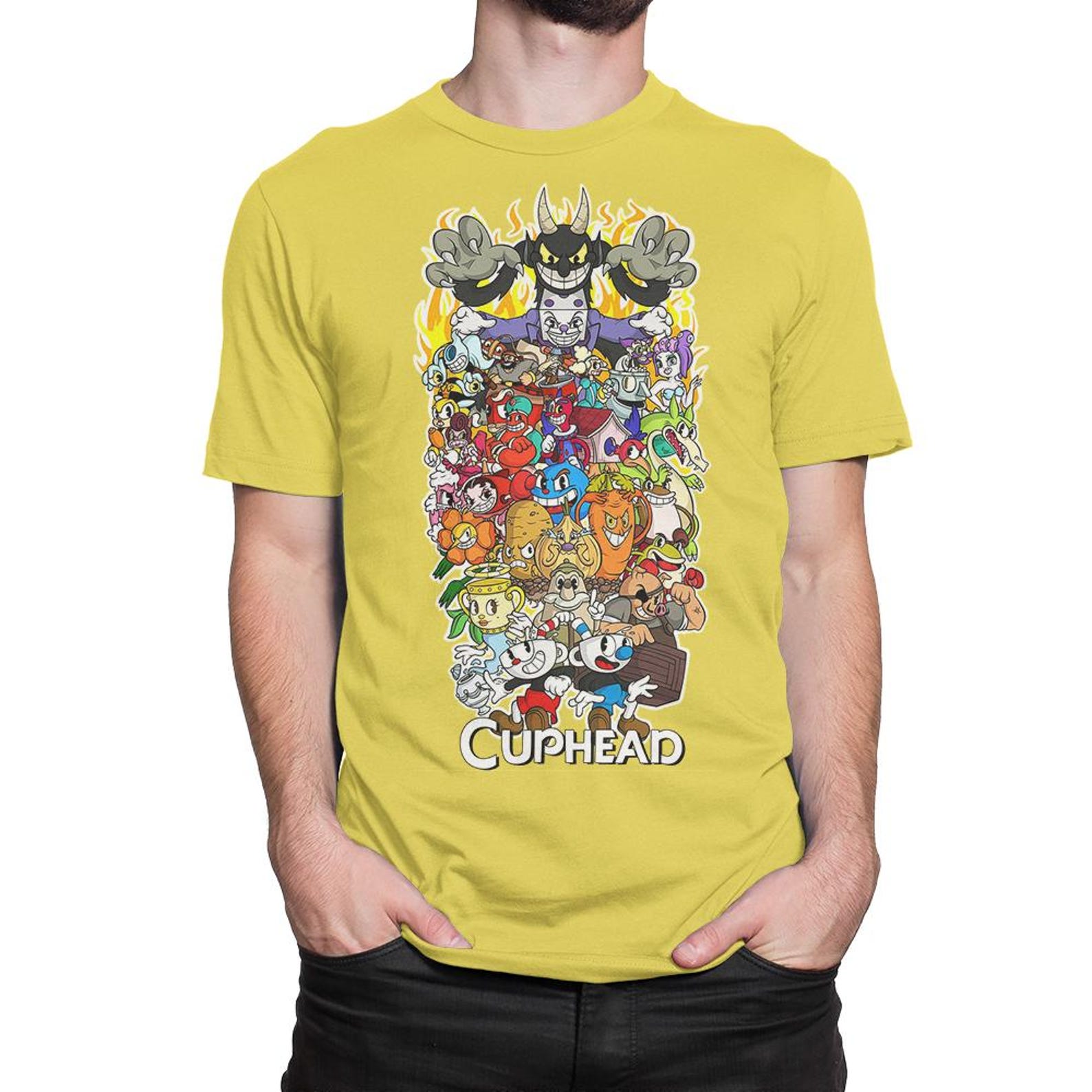 Cuphead All Characters T-Shirt, Men s and Women s Sizes S