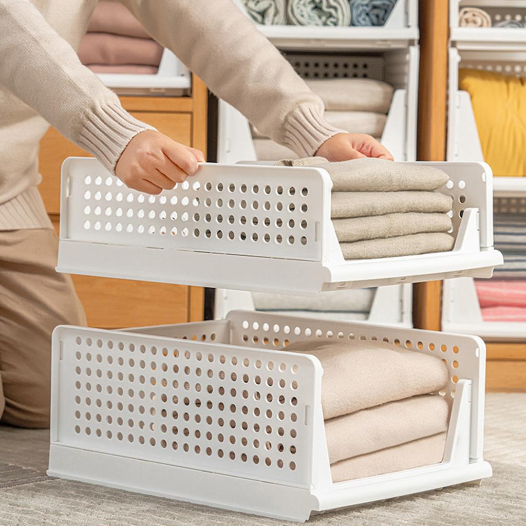 Stackable Wardrobe Drawer Cabinet Organizer Drawer Clothes Closet Storage Box Shelves Plastic Layered Partitions Storage Rack