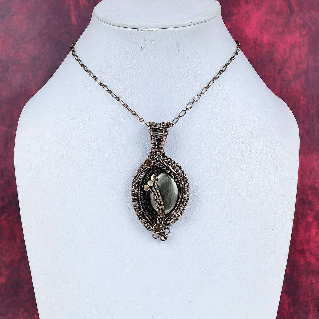 Pyrite pendant copper wire wrapped pendant pyrite genuine gemstone jewelry handmade brand new pendant copper wire wrap jewelry gift for wife