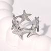 Finger Ring Universal Basic Stacking Style Adjustable Open Band Stainless Steel Texture Star Shape Finger Band Jewelry Gift