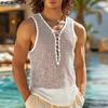 INCERUN Men Sleeveless Lace-up Bandage Hollow Out Casual Tank Tops