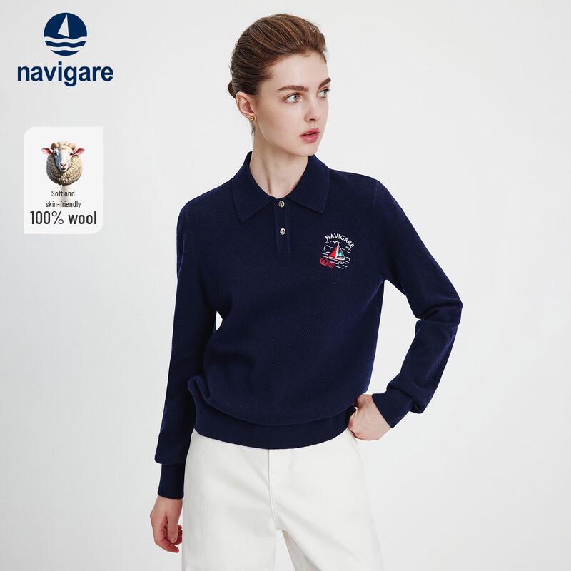 Navigare Women's 100% Wool Polo Knit Sweater