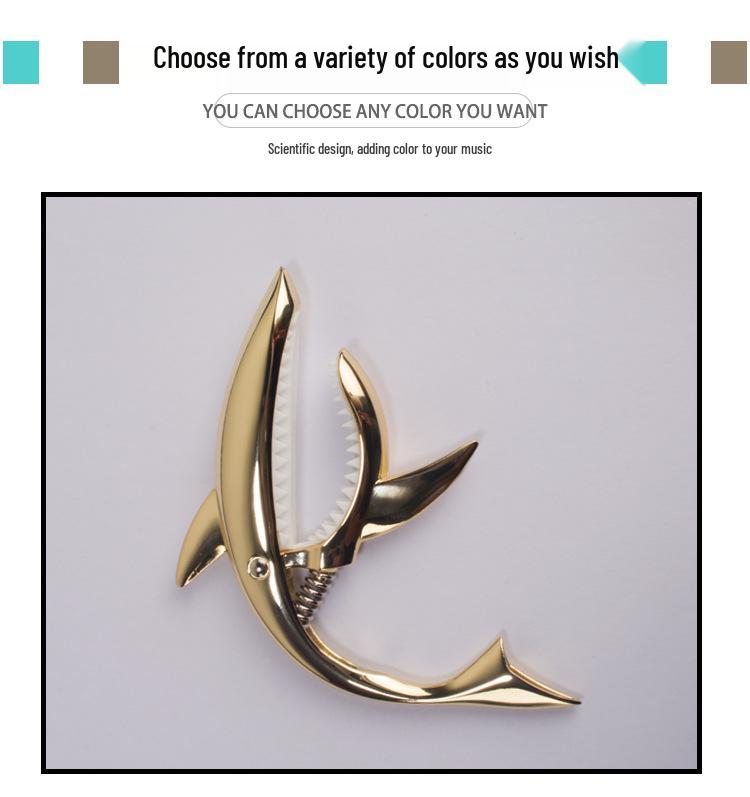 Shark Capo: Zinc Alloy Transposition Capo for Folk Guitar with Flannel Bag Packaging.