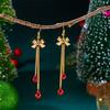 Christmas Red Green Bells Drop Earring For Women Elegant Bowknot Leaf Bell Long Tassel Chain Earrings New Year Gift