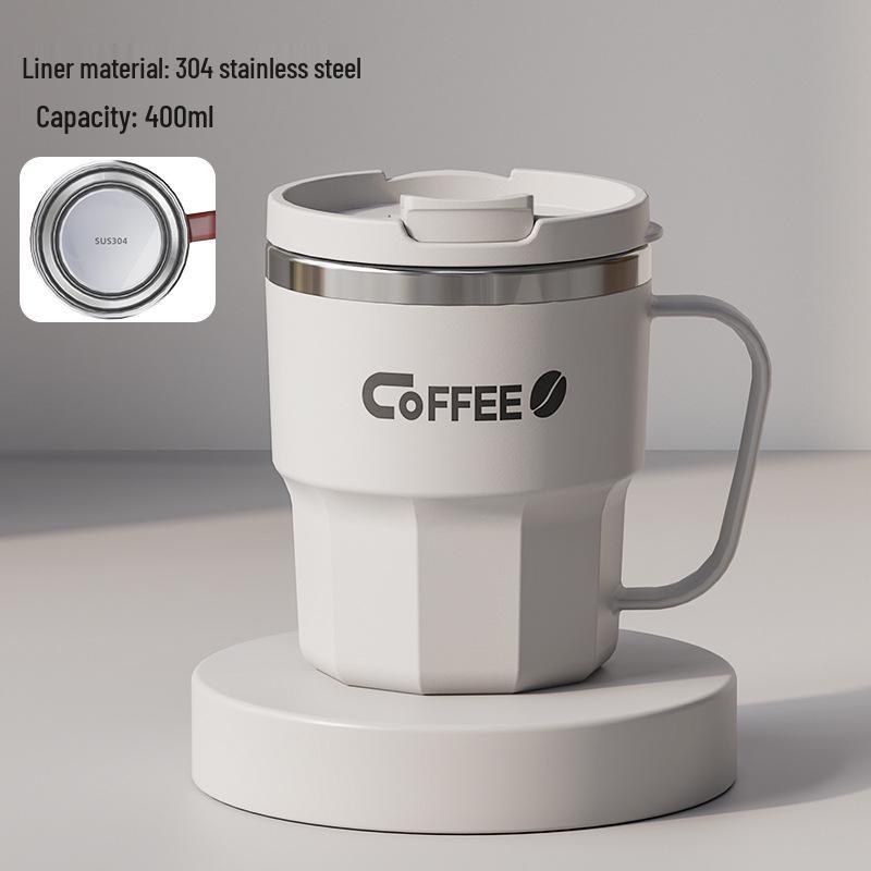 Durable Large-Capacity Stainless Steel Straw Cup with Lid 400ML Mug