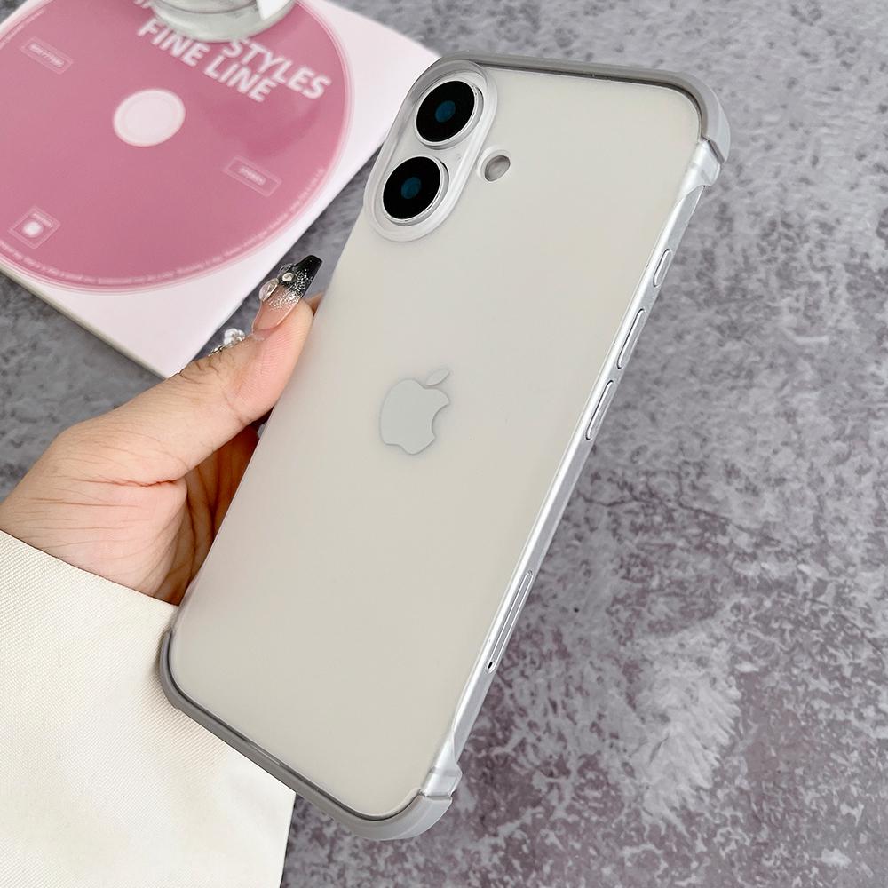Titanium Gold matte borderless heat dissipation phone case for iPhone 16 15 14 13 12 Pro Max ultra-thin shockproof hard cover