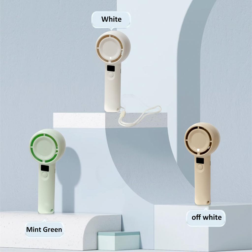LED-Anzeige 5 Geschwindigkeiten Mini-Ventilator Tragbarer Handheld Mini-Bildschirmanzeige Turbo-Ventilator USB wiederaufladbarer Kühler Ventilator