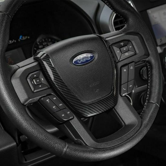 Carbon Fiber Grain Steering Wheel Panel Moulding Cover Trim for Ford F150 15+ PM