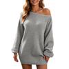 Women's Long Sleeve Off-Shoulder Dress Casual Flowy Midi Dress