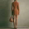 2025 Autumn/Winter European & American Women's Suede French Zipper Dress with Long Sleeves and Short Skirt