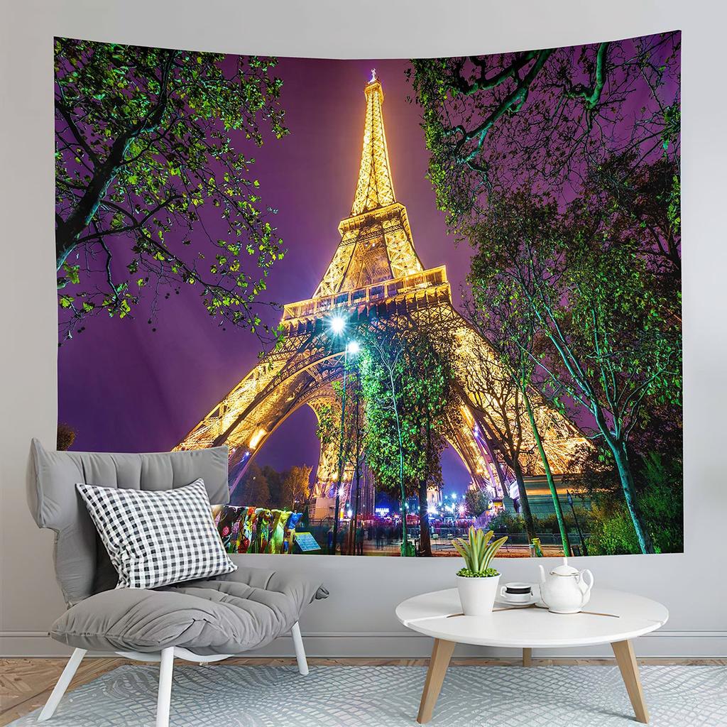 Eiffel Tower Tapestry Water Reflection Tapestry French Architecture Tapestry Living Room Bedroom Dorm Decor Background Cloth