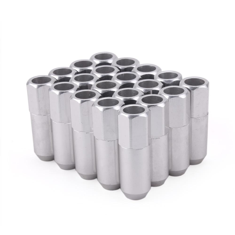 20 PCS Black Aluminum M12x1.5 M12x1.25 60mm Open End Extended Tuner Wheel Lug Nut