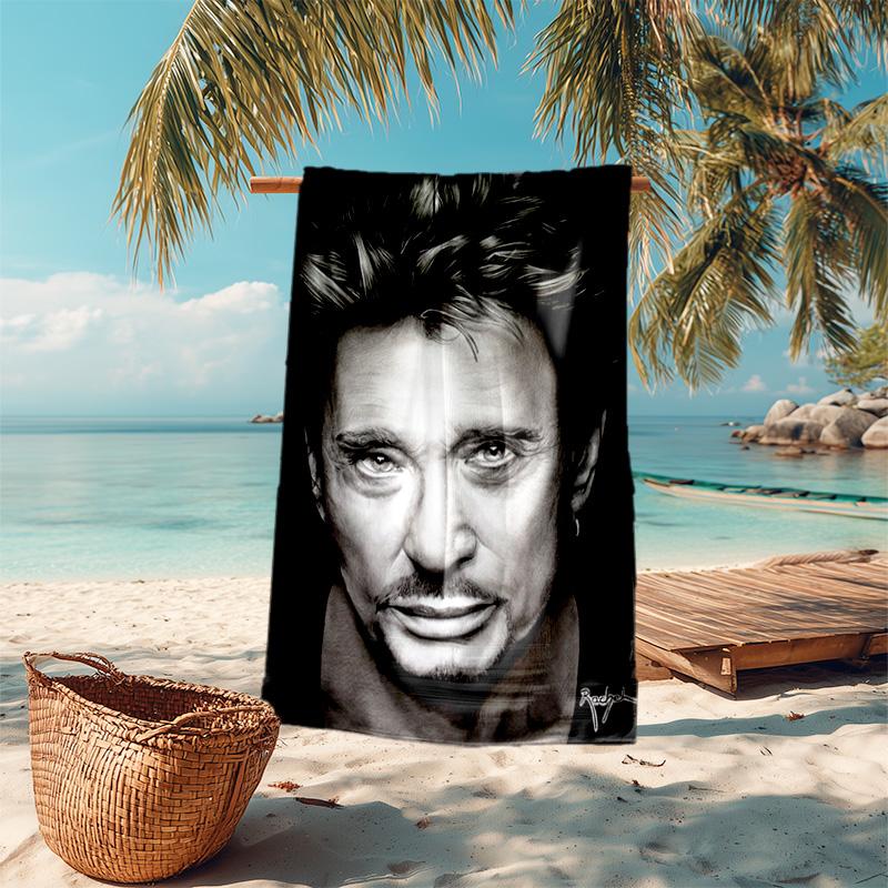 French legendary rock singer and actor Johnny Hallyday towel outdoor camping vacation swimming beach towel outdoor absorbent bath towel Y25