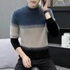 Tröja Herr Höst och Vinter Koreansk Stil Slim-fit Gradient Kontrastfärg Pullover Rund Hals Mode College