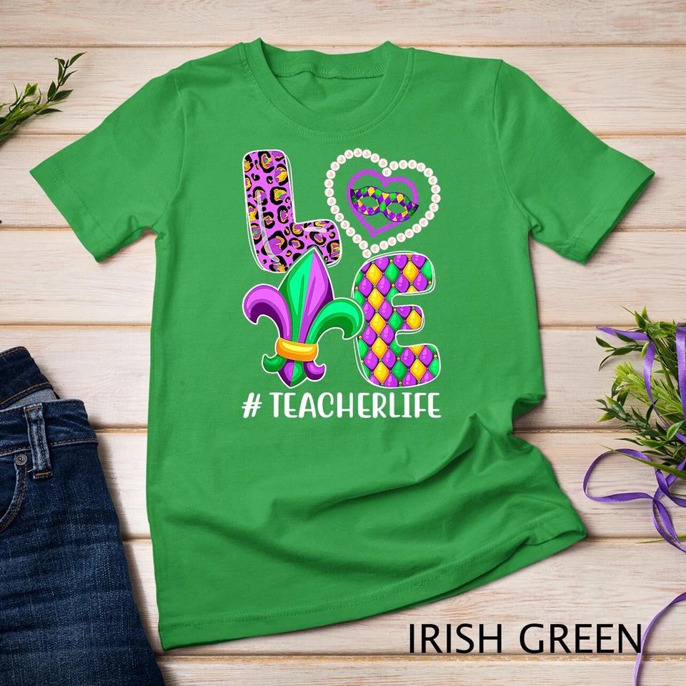 Funny Teacher Mardi Gras Family Matching Outfit T-Shirt Unisex T-shirt 4 L