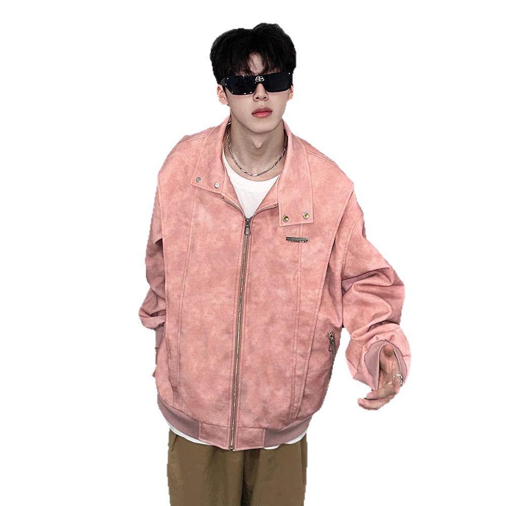 Vintage Tie-dyed Leather Jacket Men's Spring and Autumn New Loose Jacket