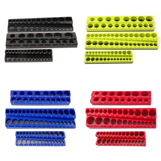 3Pcs Magnetic Socket Organizer Storage Rack Large Capacity Heavy Duty Universal Drive Metric SAE Socket Tray