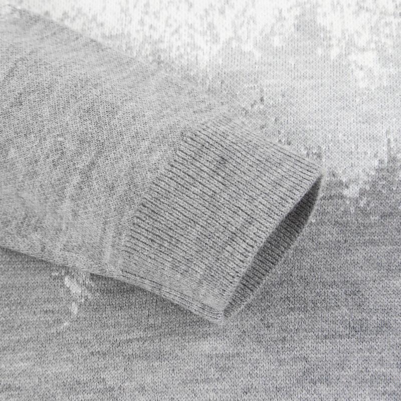 QiPai Men's Round Neck Pullover Wool Blend Sweater