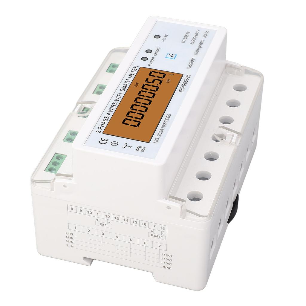 WiFi Smart Energy Meter 3 Phase 4 Wire APP Remote Monitoring DIN Rail Smart Power Meter with Switch 