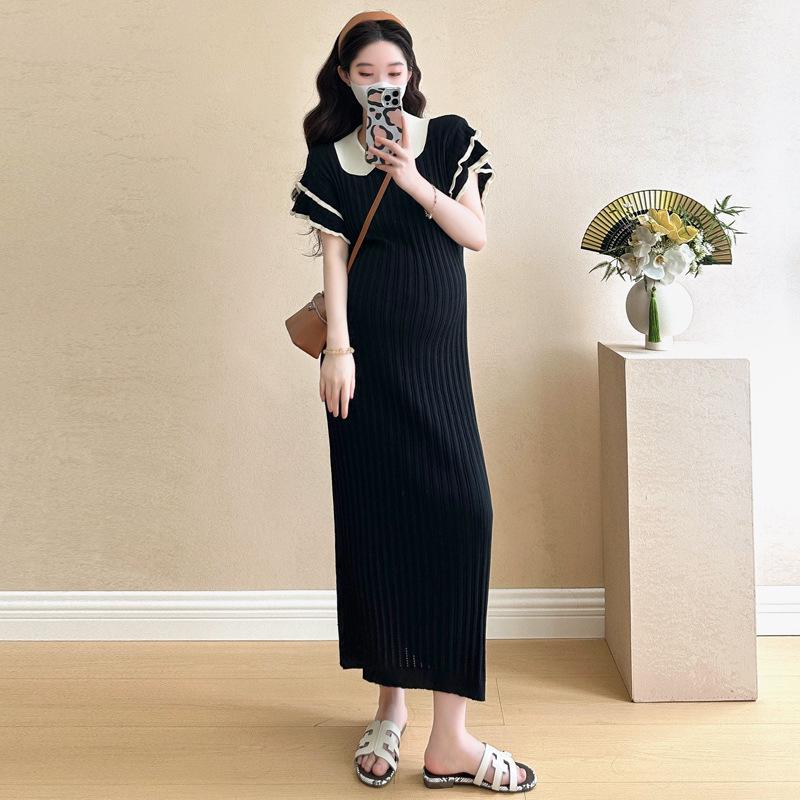 

Korean Style Knit Maternity Dress - Slimming and Flattering Summer Skirt for Internet Celebrities XL чёрный