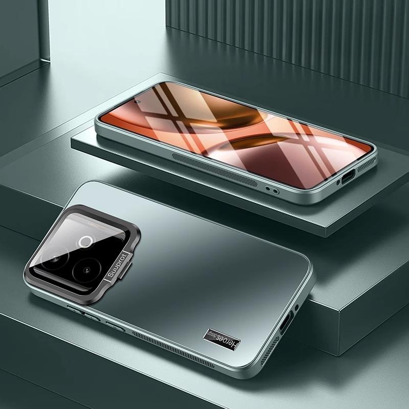 

Чехлы Для GT 7 Металлический Чехол-Держатель для Объектива Камеры для Realme GT7 Ударопрочный Матовый Чехол-Подставка Задняя Крышка Жесткая Защита Бампер Realme GT7 зелёный