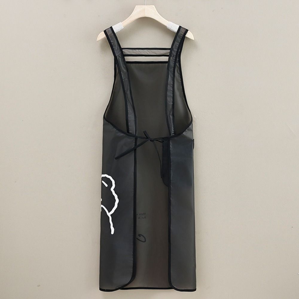 TPU Kitchen Apron Waterproof Transparent Black White Work Apron Oil Resistant Dirt-Proof Cleaning Aprons Household