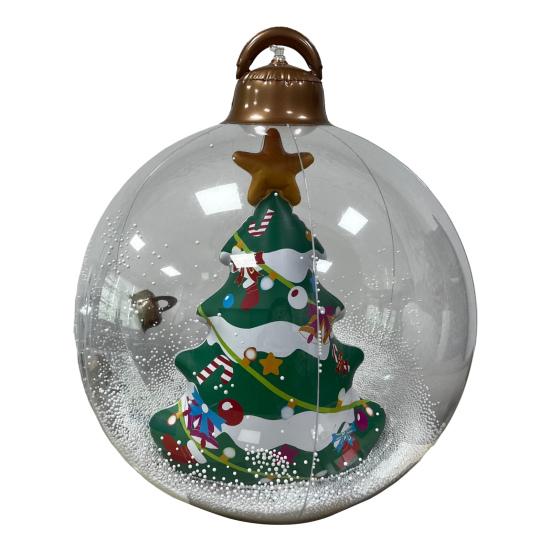 Boule de Noël Gonflable Transparente avec Lumières Décoration de Noël Extérieure en PVC Ornement Flocon de Neige Rempli de Mousse Fausse Boule de Cristal pour Décor Festif